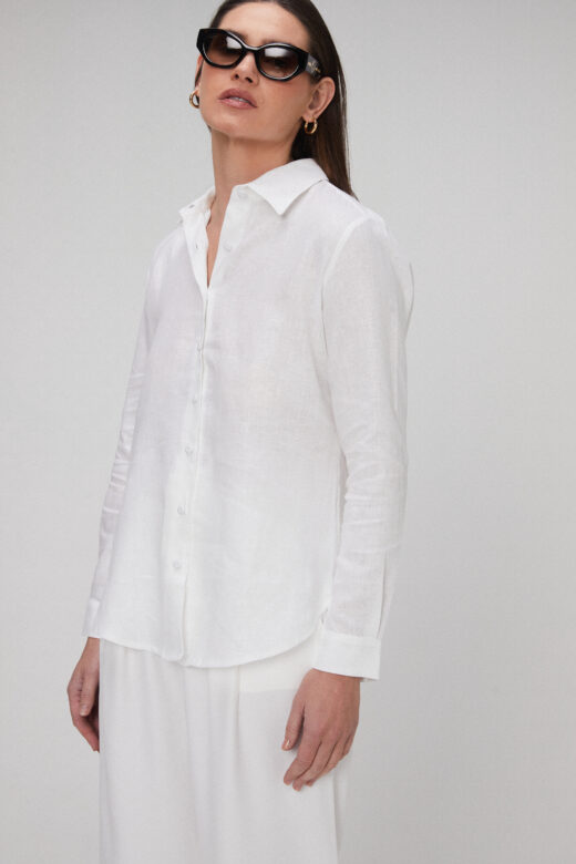 Camisa Eloise Em Linho Branco - Imagem 3
