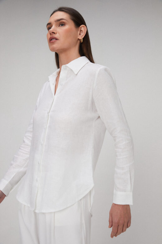 Camisa Eloise Em Linho Branco - Imagem 6