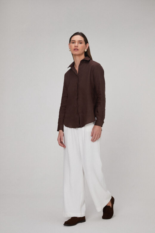 Camisa Eloise Em Linho Marrom - Imagem 4