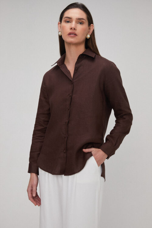 Camisa Eloise Em Linho Marrom