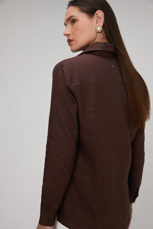 Camisa Eloise Em Linho Marrom - Imagem 2