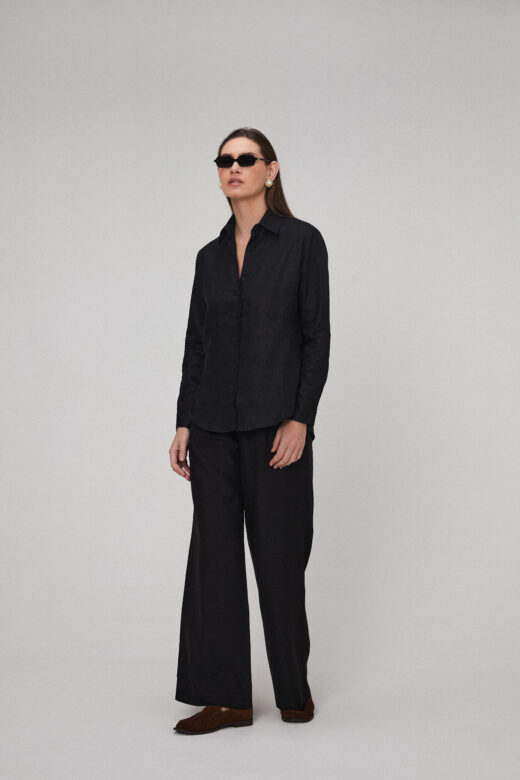 Camisa Eloise Em Linho Preto - Imagem 3