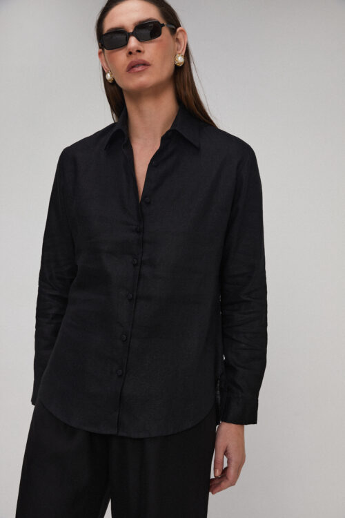 Camisa Eloise Em Linho Preto
