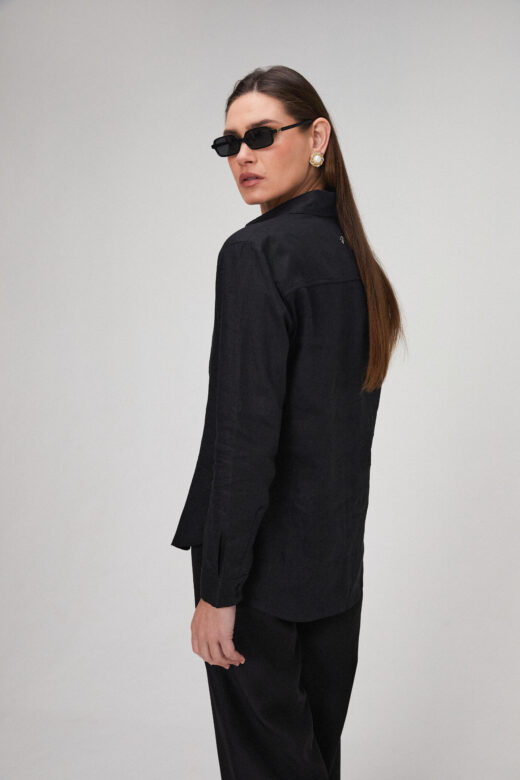 Camisa Eloise Em Linho Preto - Imagem 2