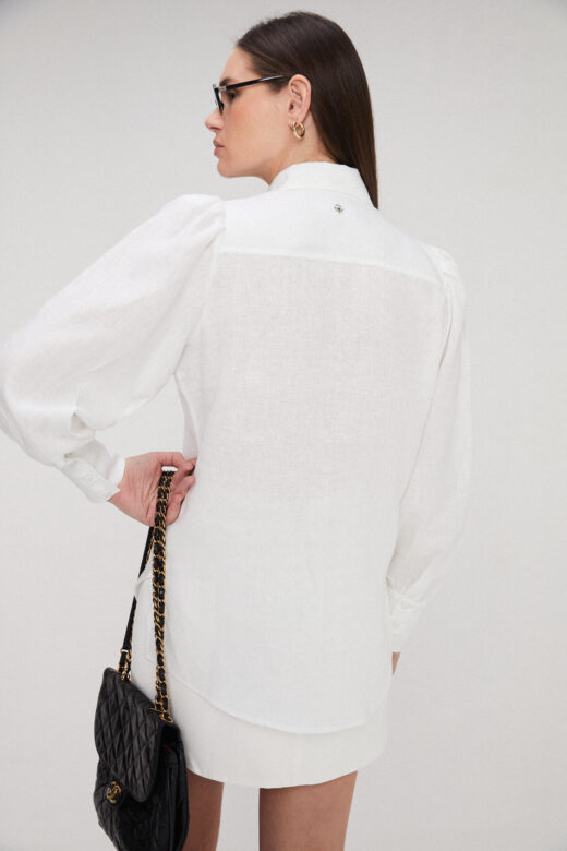 Camisa Helena Em Linho Branco - Imagem 2