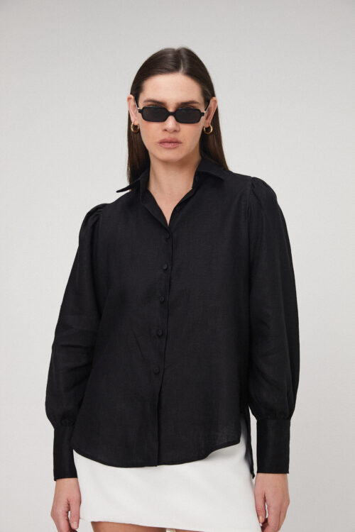 Camisa Helena Em Linho Preto