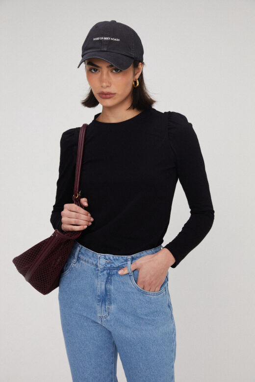 Blusa Ane Manga Longa Preta - Imagem 2