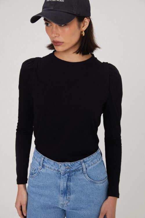 Blusa Ane Manga Longa Preta