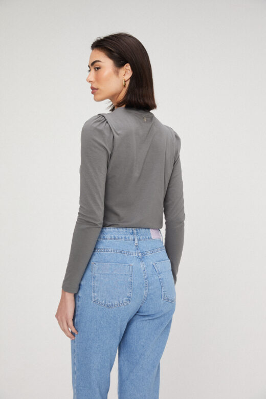 Blusa Ane Manga Longa Cinza - Imagem 2