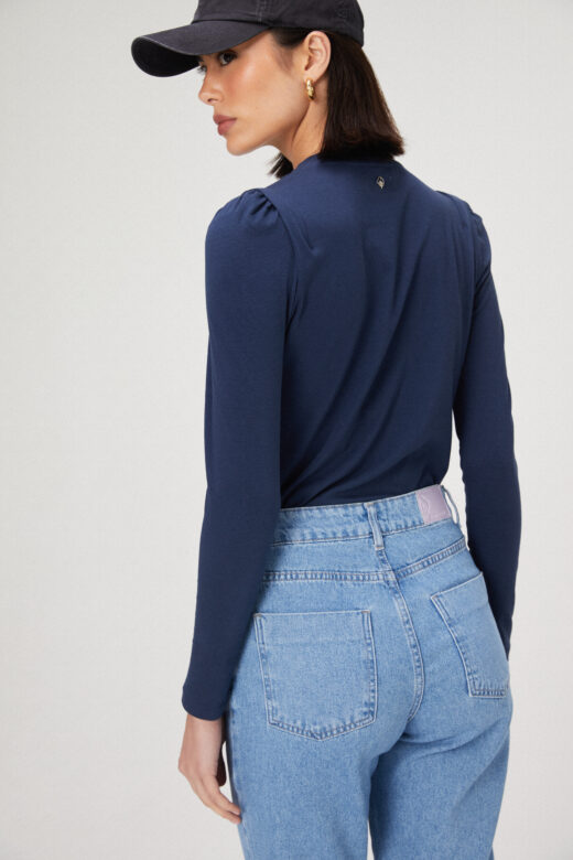 Blusa Ane Manga Longa Azul Marinho - Imagem 2