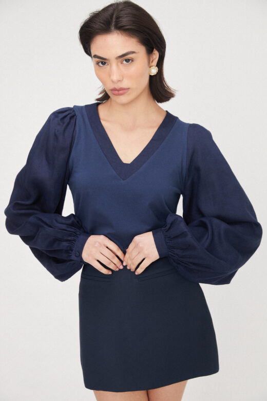 Blusa Balonê Azul Marinho - Imagem 4
