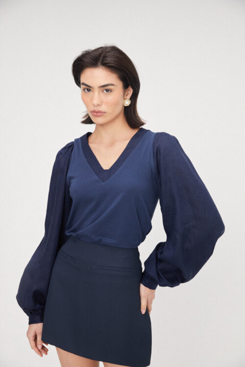 Blusa Balonê Azul Marinho
