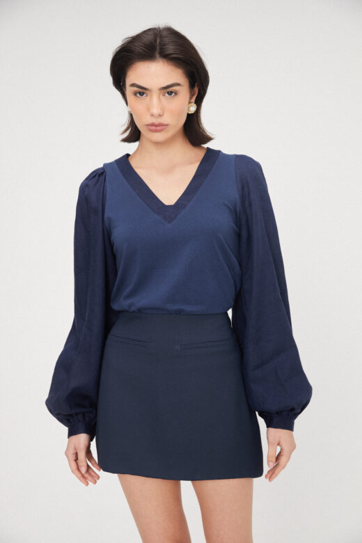 Blusa Balonê Azul Marinho - Imagem 3