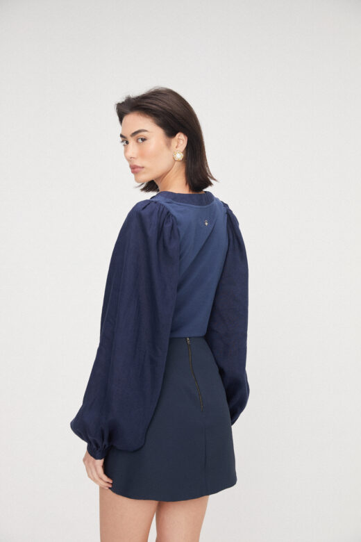 Blusa Balonê Azul Marinho - Imagem 2