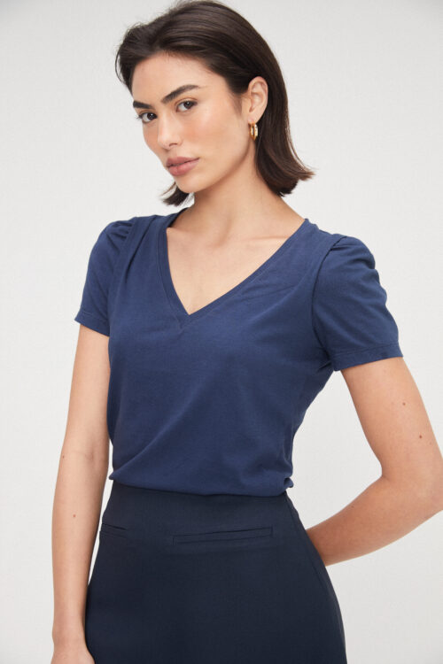 Blusa Ane Gola V Azul