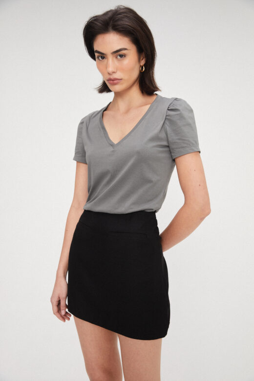 Blusa Ane Gola V Cinza - Imagem 3