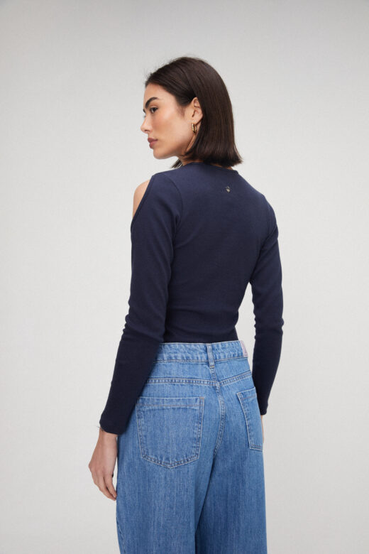 Blusa Canelada Azul Marinho - Imagem 5